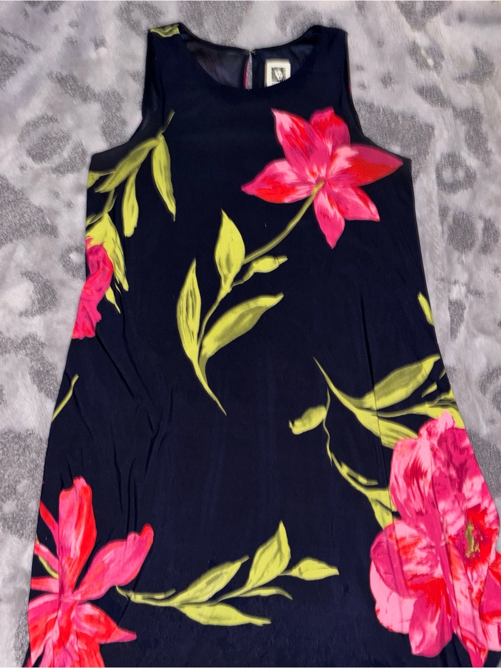 Anne Klein Navy Floral Midi Dress ~ women’s size 2~